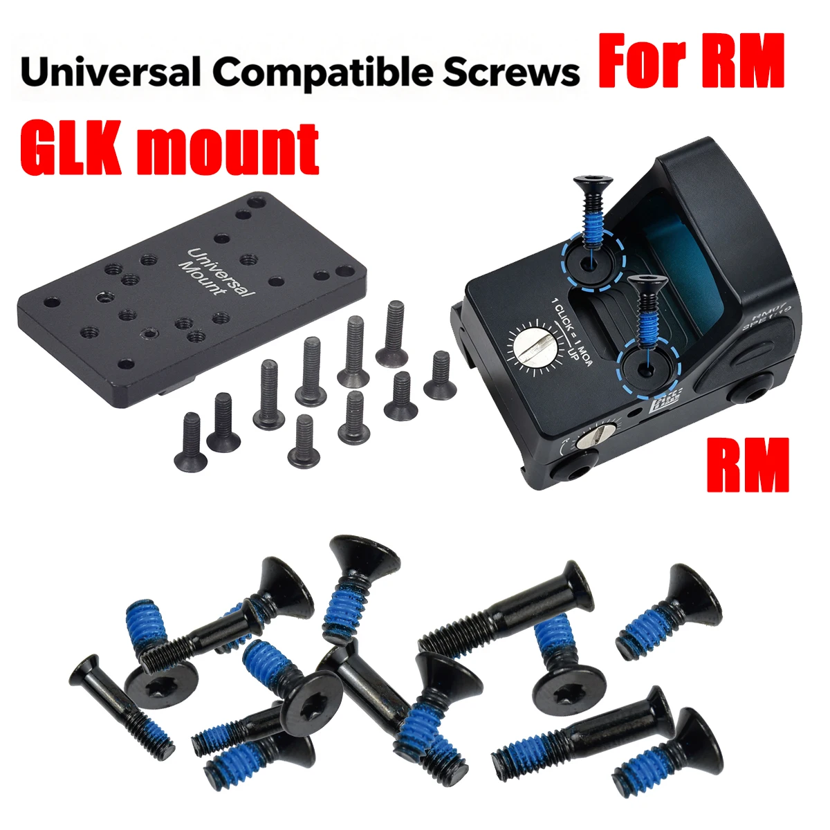 36Pcs Red Dot Screw Kit M4/#6-32 Stainless Steel Screw with T10 Torx Head & Blue Thread Locker, Compatible with RM Red Dot