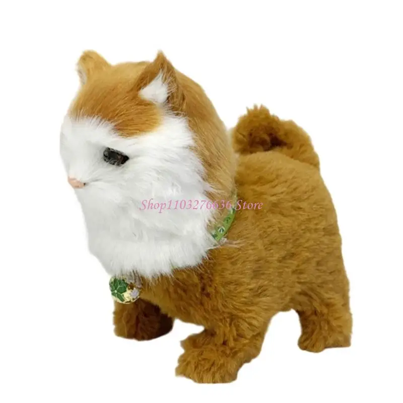 R6FD Cartoon Electronic Cats Plush Doll Toy With Walking And Tail Wagging Cuddle Toy