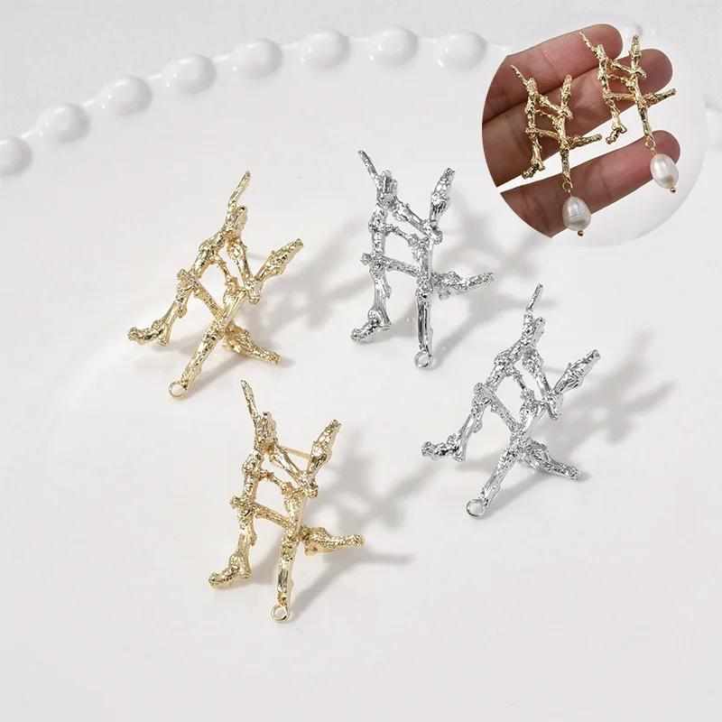 Autumn and Winter Irregular Resin Cross with Hanging Personalized Earrings DIY Earrings Handmade Accessories Materials Wholesale