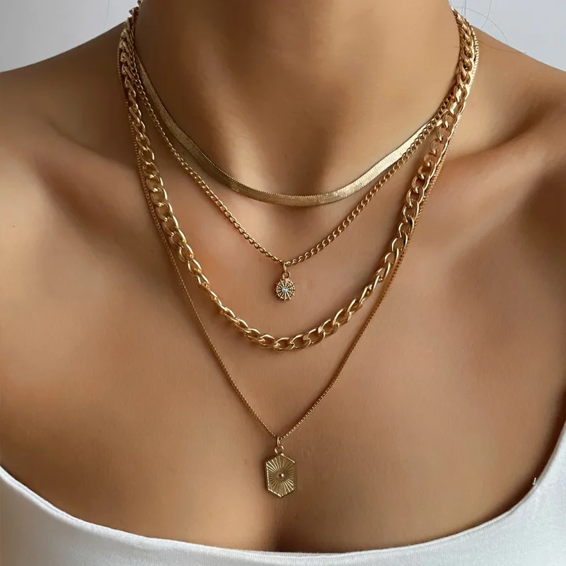 

1 Set Luxury Diamond-encrusted Rhombus Shape Sun Layered Necklace,Long Elegant Necklace for Women Neck Chain Jewelry