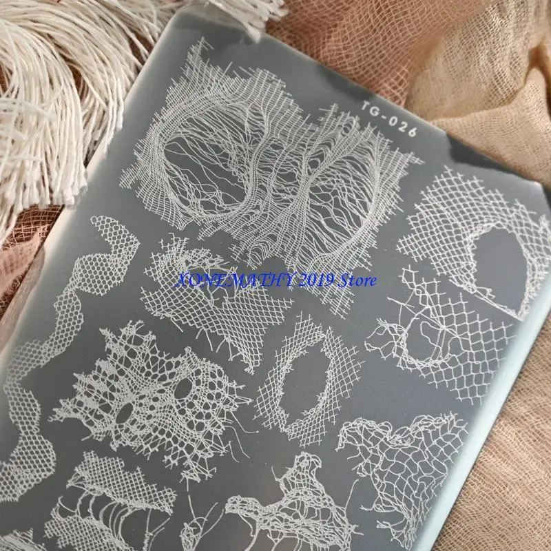 

F42F Reusable Stainless Steel Manicure Stencil with Timelesses Lace Pattern Suitable for Bridal or Party Designs