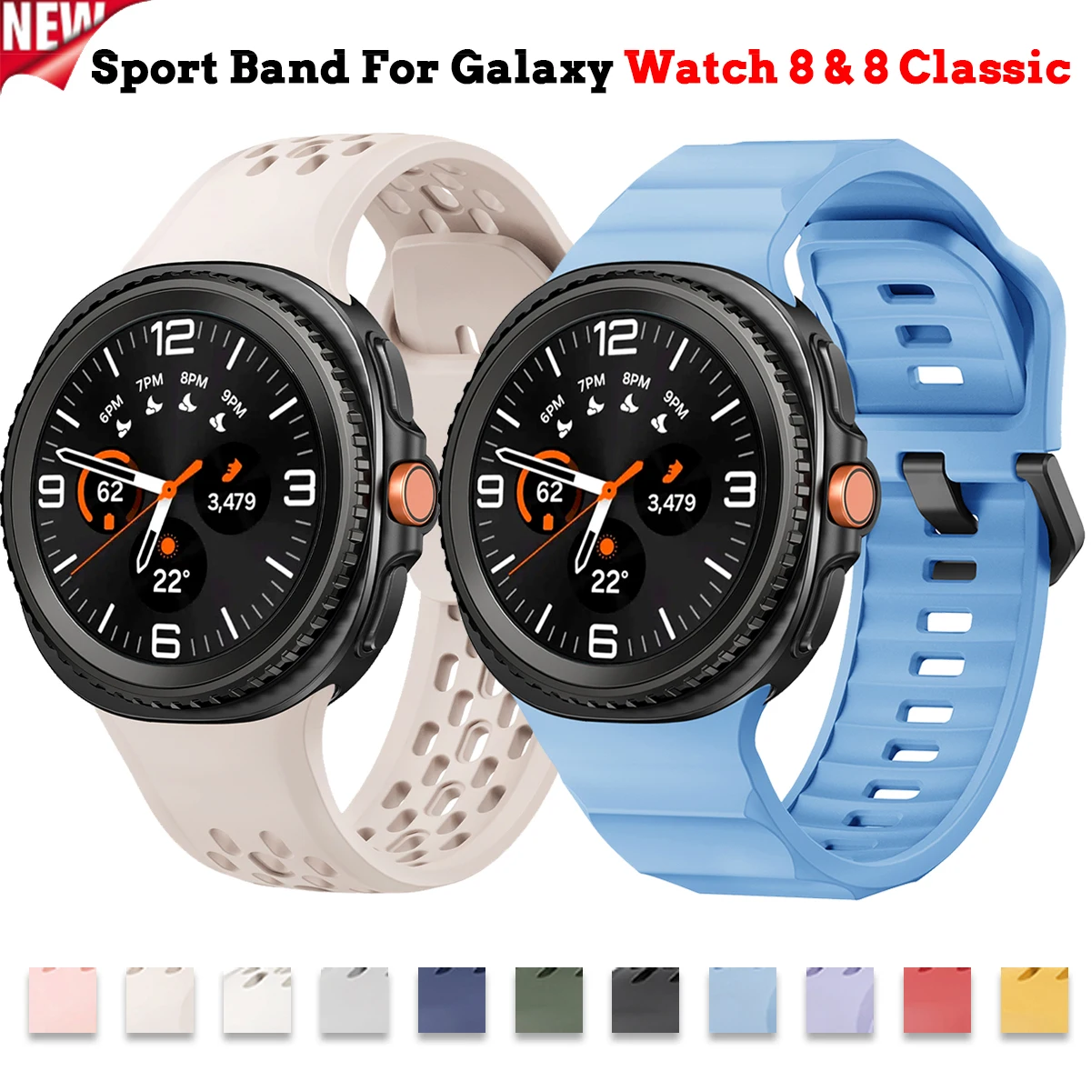

Спортивный ремешок для Samsung Galaxy Watch 8 40 мм 44 мм, часы 8 Classic, 46 мм, 2 стиля, сменный браслет на запястье, часы Correa, 8 ремешков