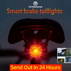 OFFBONDAGE Smart Bicycle Brake Light IPx6 Taillight Type-C Bike Tail Rear Light Auto Stop LED Warning Safety Cycling Light