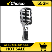 55SH Elvis Metal Vintage Microphone Simulation Classic Dynamic Vocal Mic Wired Microphone Recording For Karaoke Recording Stage