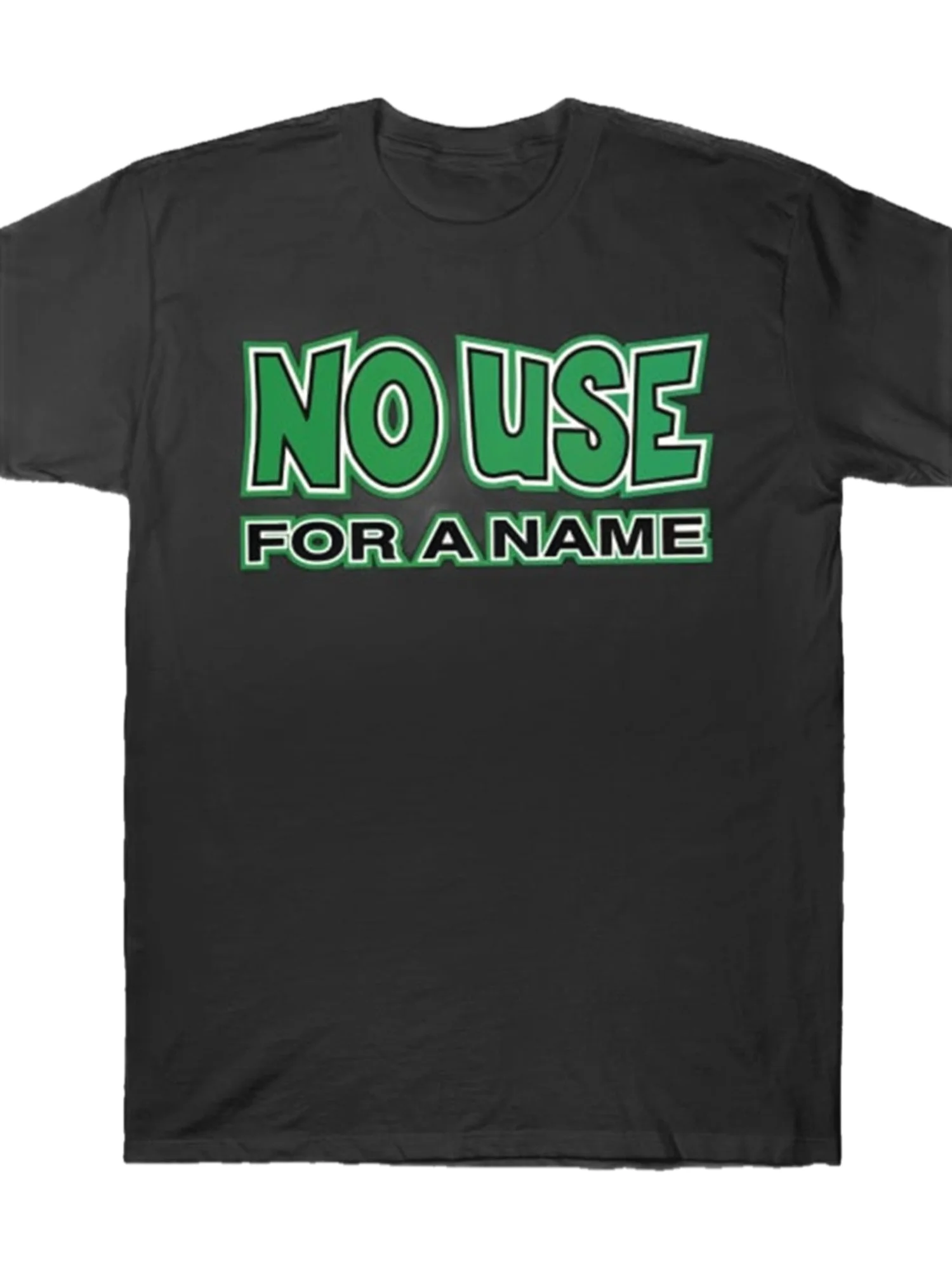 

Men's Casual "No Use for A Name" Graphic T-Shirt - 100% Cotton Black Tee with Bold Green Print, Short Sleeve Round Neck, Machine