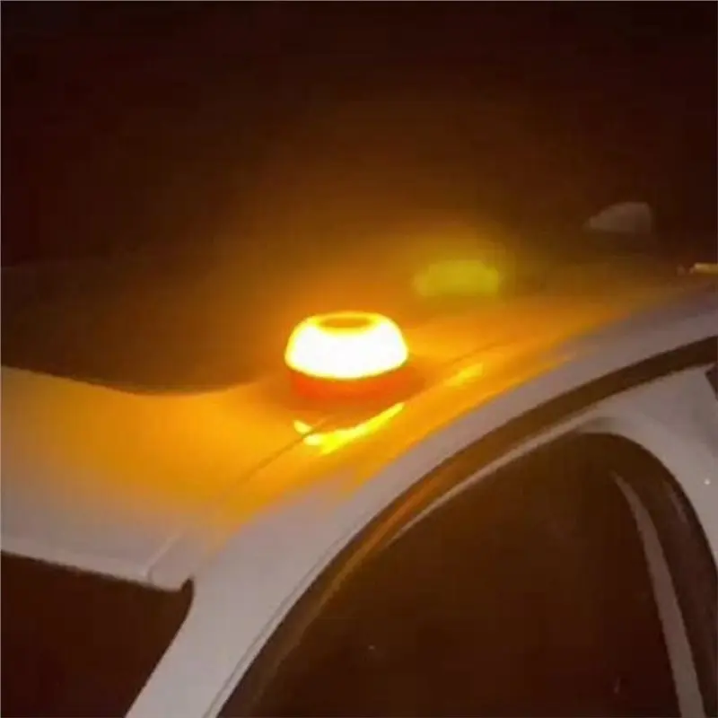 B49C V16 Emergency LED Flash Light 3-Pack White& Yellow Warning Lamp With Magnet Base Traffic Safety Light