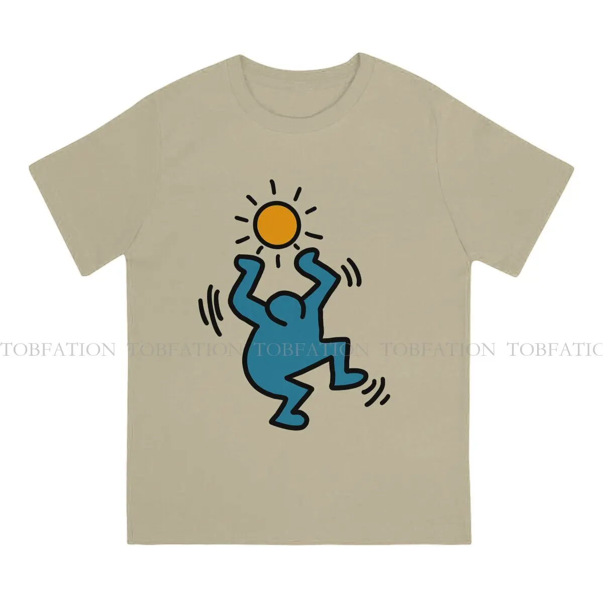 Sun Haring Geometric Graffiti Men T Shirt Cotton Fashion Crewneck TShirt Harajuku Tops