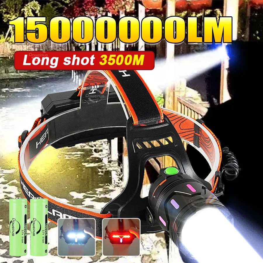 

New Powerful LED Flashlight USB Rechargeable Head Flashlight High Power Long Range Headlight Strong Light Head Torch For Fishing