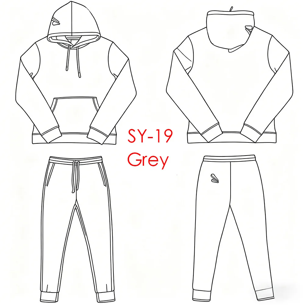SY-19 Unisex Cotton Tracksuit Set Streetwear Comfortable Jogging Hoodie And Trousers Design Top Pants Outfit