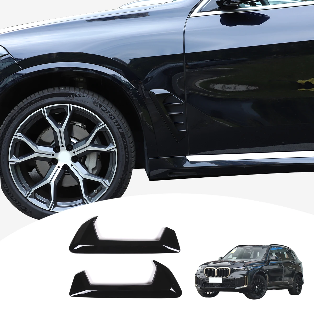 For BMW X5 G05 2023-2024 ABS Carbon Fiber Car Front Fender Decorative Cover Sticker Car Accessories