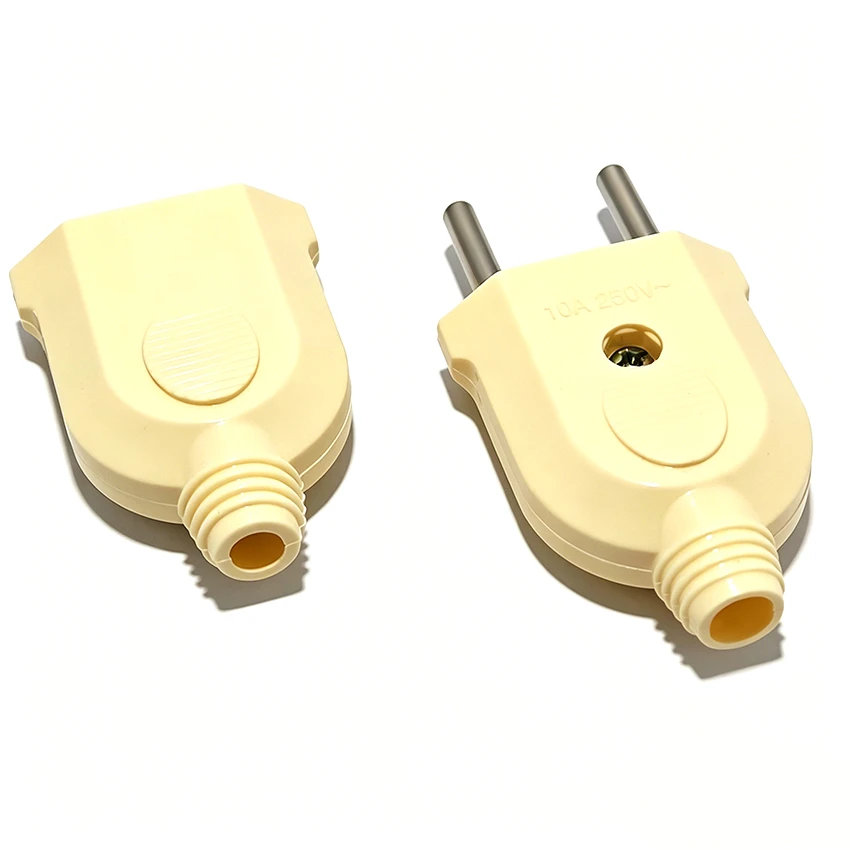 EU European 2Pin AC Electric Power Male Plug Female Socket Adapter 4.0mm Two Round Foot Interdigitation Cord Connector 10A 250V