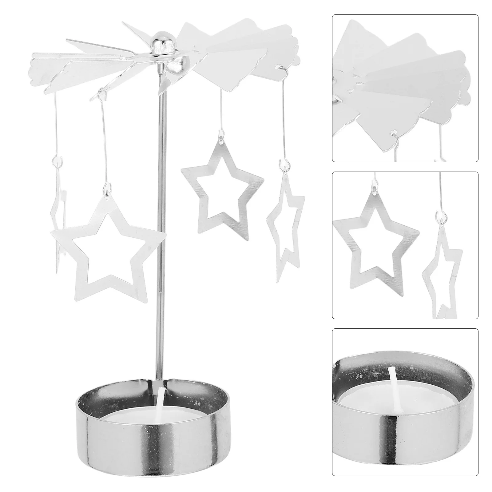 

Rotating Wind Lamp Stainless Steel Iron Five Pointed Star Holder For Home Wedding Party Decoration Stand