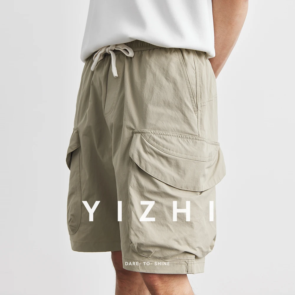 Men Summer Retro Cargo Shorts 2025 Summer Black Loose Men's Casual Shorts Side Pocket Wide Leg Short Pants for Male