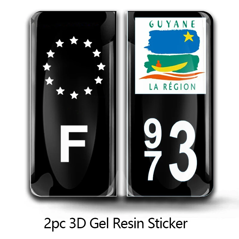

2x 3D License Plate Domed Jack Stickers HIGH GLOSS DOMED GEL Number F 973 Decals Fits EU Standard