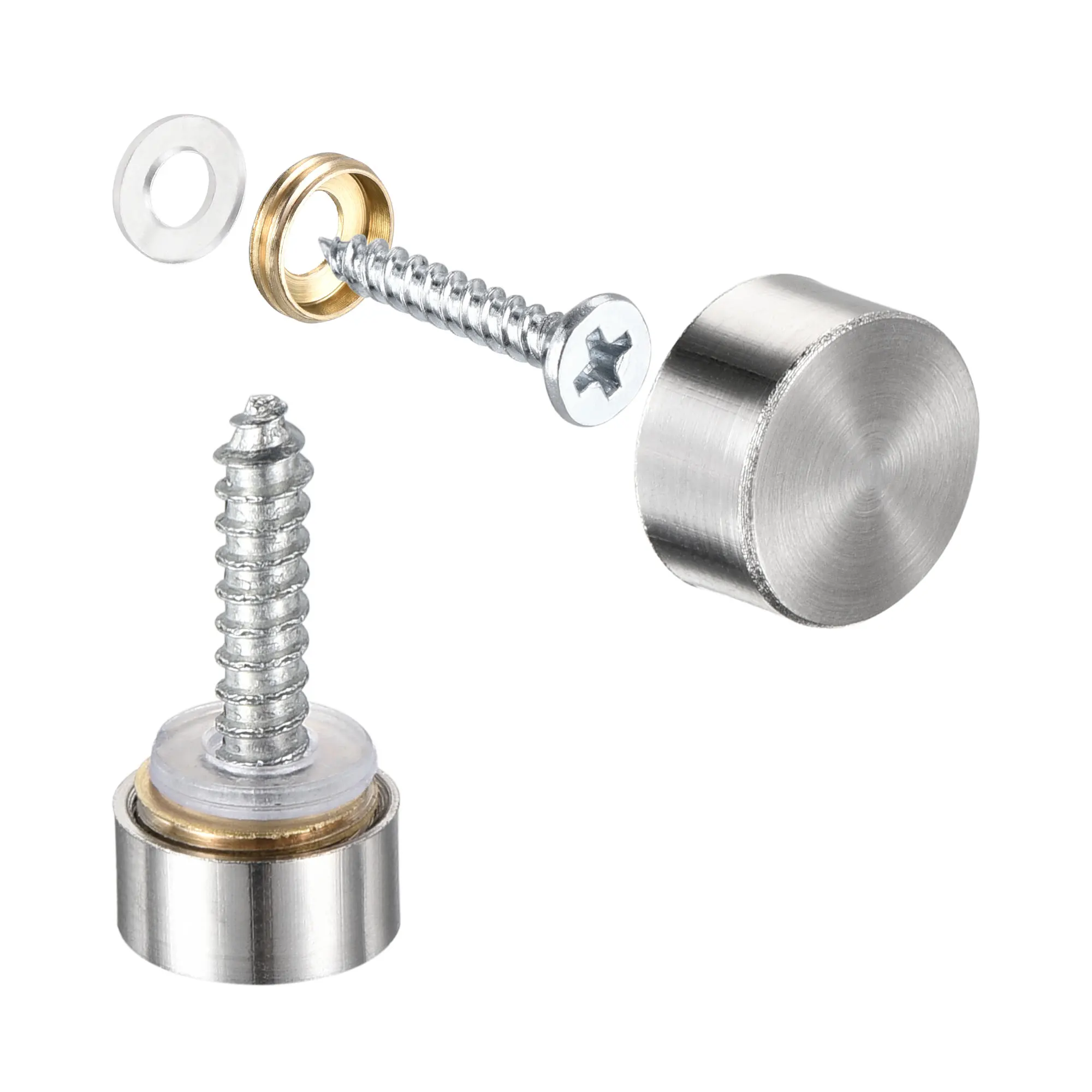Uxcell 12pcs Mirror Screws, Decorative Cap Fasteners Cover Nails, Wire Drawing, 304 Stainless Steel