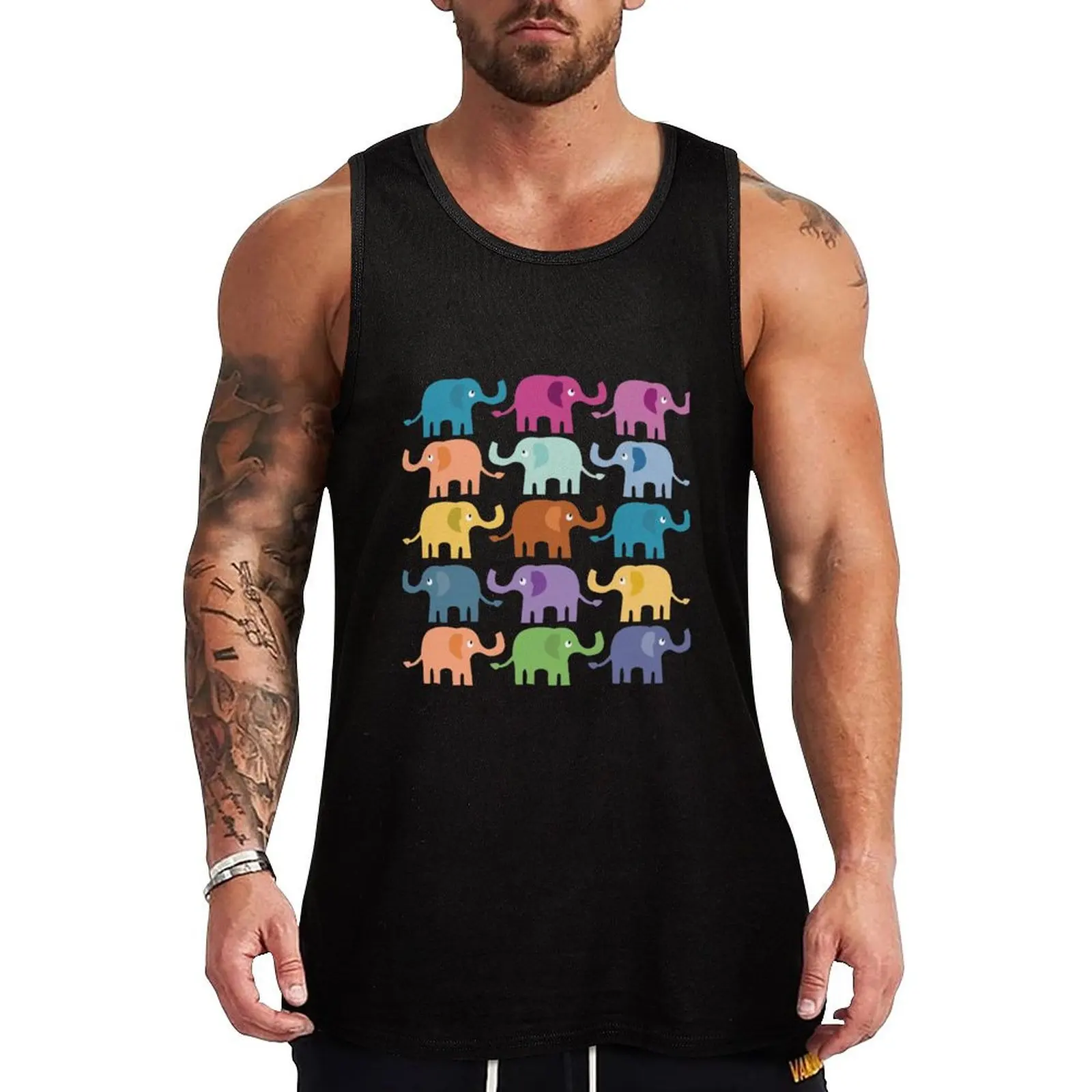 Colorful Elephants Great Fashion Tank Top sleeveless vest men Men's gym clothing men clothes summer