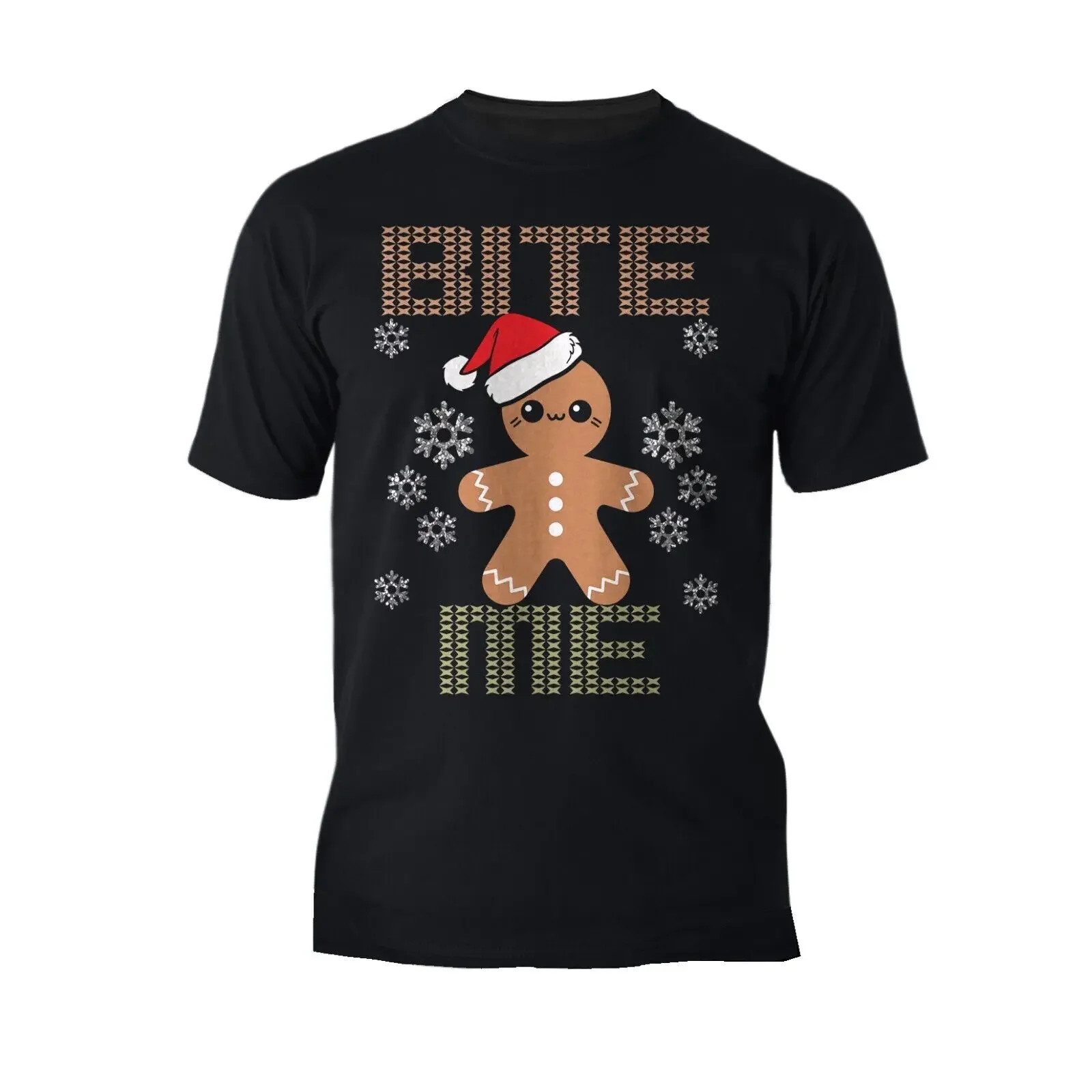 Christmas Gingerbread Man Bite Me Snowflake Meme Cute Fun Official Men's T Shirt