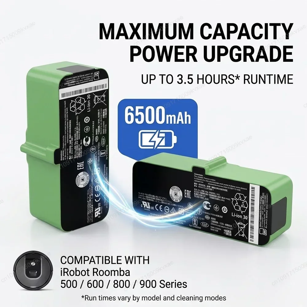 14.4V 5200mAh BMS Li-ion Robotic Vacuum Battery for Roomba 980 960 890 877 860 690 675 614 Auto Sweeper Rechargeable Power Cell