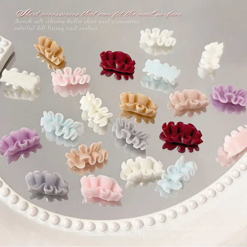 30 Stück 3D French Nail Art Rocksaum-Charms, Zubehör, gebogenes Harzspitzenmuster für Maniküre, Nageldekoration, Zubehör – Detail 6