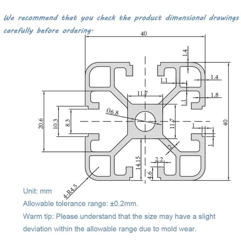 4 قطع T Slot 4040 ملف بنتوء من الألومنيوم 78.7 بوصة، السكك الحديدية الخطية المؤكسدة القياسية الأوروبية لأجزاء الطابعة ثلاثية الأبعاد وCNC