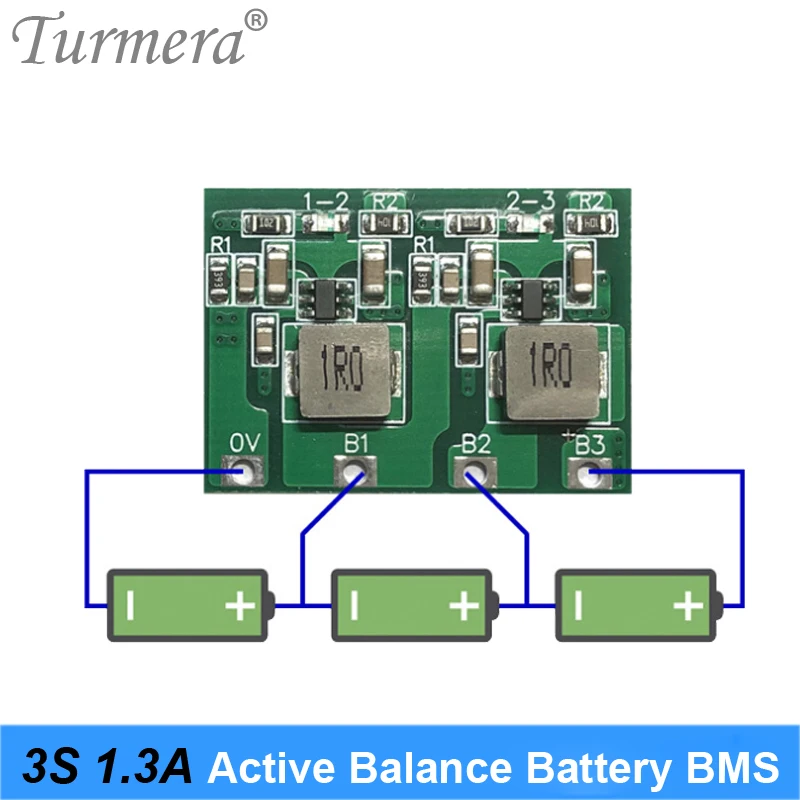 

Turmera 1.3A Active Equalizer Balancer 2S 3S 4S 8.4V 12.6V 16.8V 18650 32700 Lifepo4 Lithium Battery Transfer Active Balance BMS