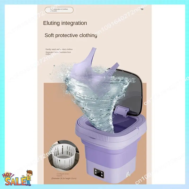 

N08R 9L Портативная стиральная мини-складная бытовая стиральная машина с вращающейся сухой стиральной машиной Фиолетовая вилка европейского стандарта Простая установка