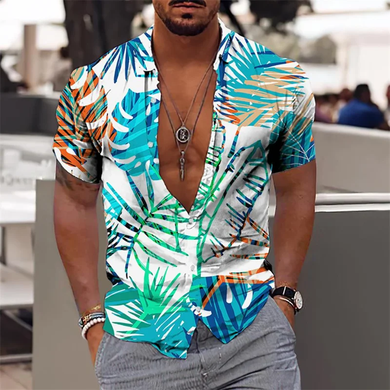 

Men's Hawaiian Shirts Floral Leaves Flower Pattern High Quality Casual Vacation Fashion Luxury Clothing