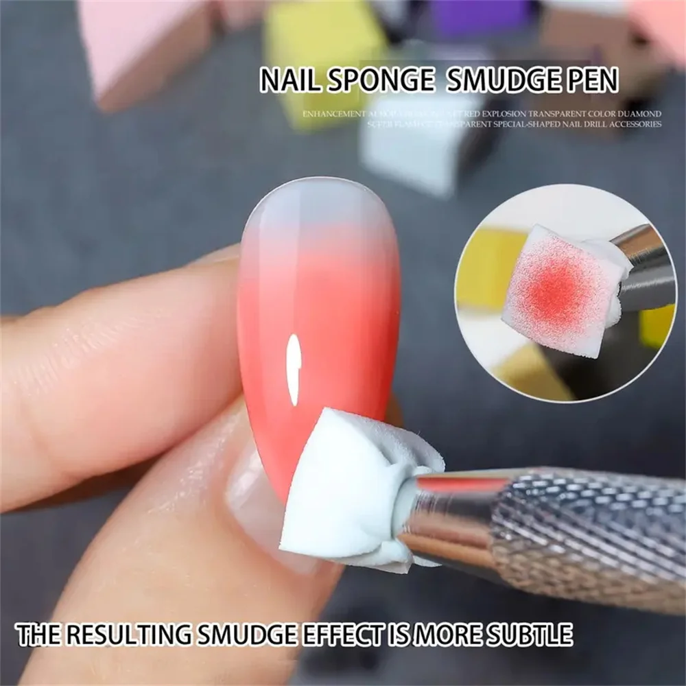 1/50Pcs Nail Sponge Set Sponge with Grab Pen and Sponge Grab Clip Set Nail Gradient Color Nail Tool Accessories Nail Tools