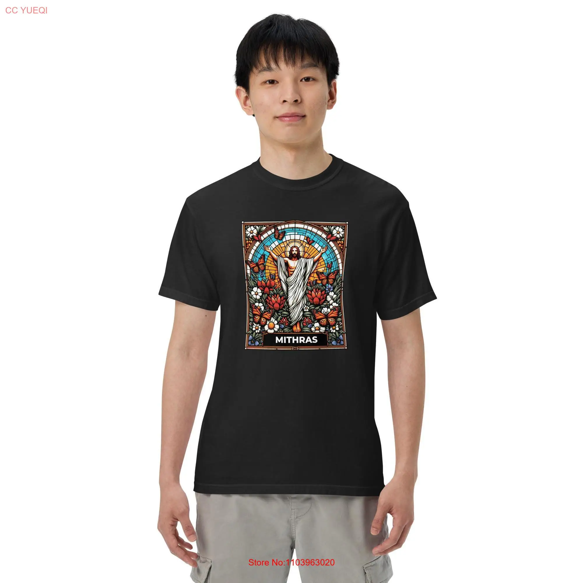 Mithras Jesus vestuário tingido camiseta pesada mangas compridas ou curtas