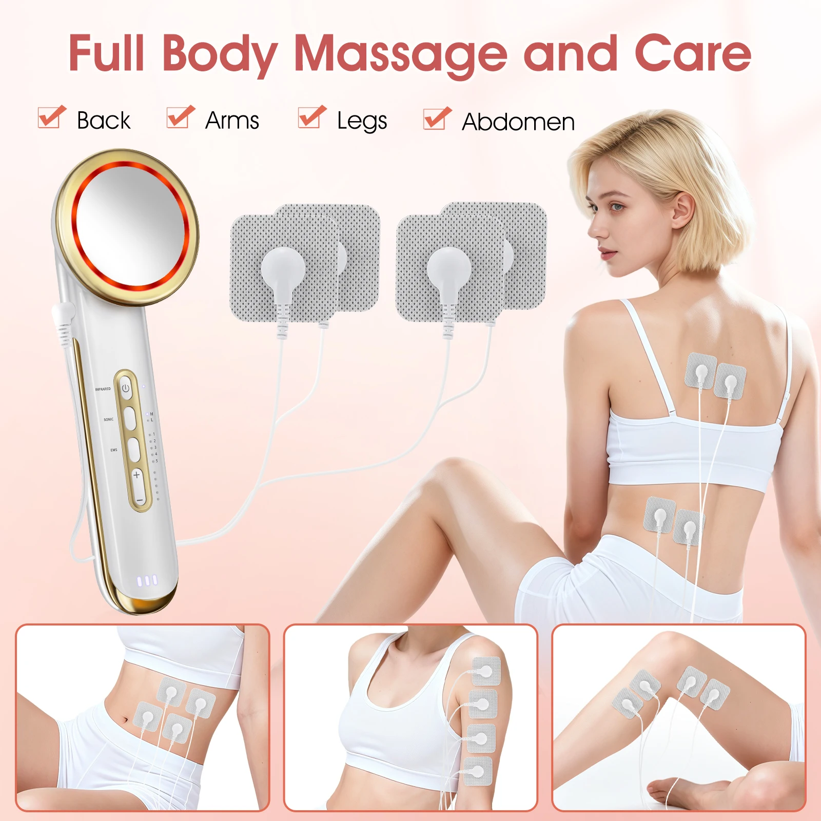 Ultraschall Kavitation Körper Abnehmen Massagegerät LED Licht Gesichts Körper Abnehmen Vibrationsmassagegerät Anti Cellulite Fatburner Gerät