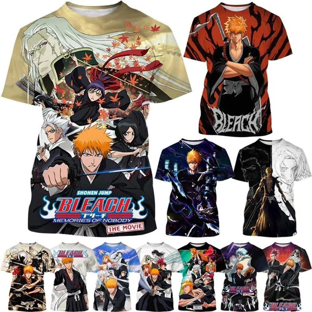 

Hot sale Summer Kurosaki Ichigo 3D print T-shirt anime BLEACH fashion o neck short-sleeved men's and women's casual tops kids