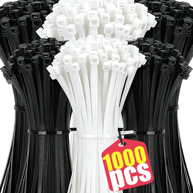 100-1000Pcs Nylon Cable Ties Self-locking Cord Ties Straps Adjustable Cables Fastening Loop Home Office Wire Zip Ties Wholesale
