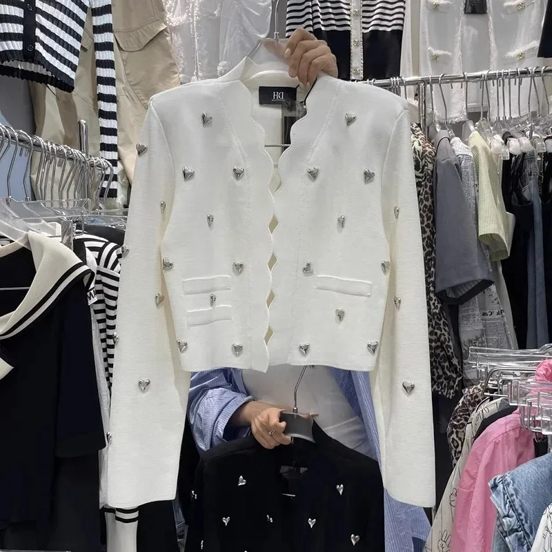 

Women's Chic Button Long Sleeve Knitted Cardigan Short Sweater Jacket Luxury Fashion Street Casual Tops Ladies Autumn