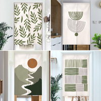 Nordic Ins Door Curtain Fresh Green Plant Noren Kitchen Bedroom Hanging Half-curtain Entrance Partition Curtains Doorway Curtain