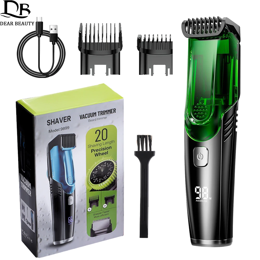 Cordless Men's Beard Trimmer Electric Shaver 20 Length Settings Vacuum Face Hair Trimmer For Beard Mustache Sideburns Stubble