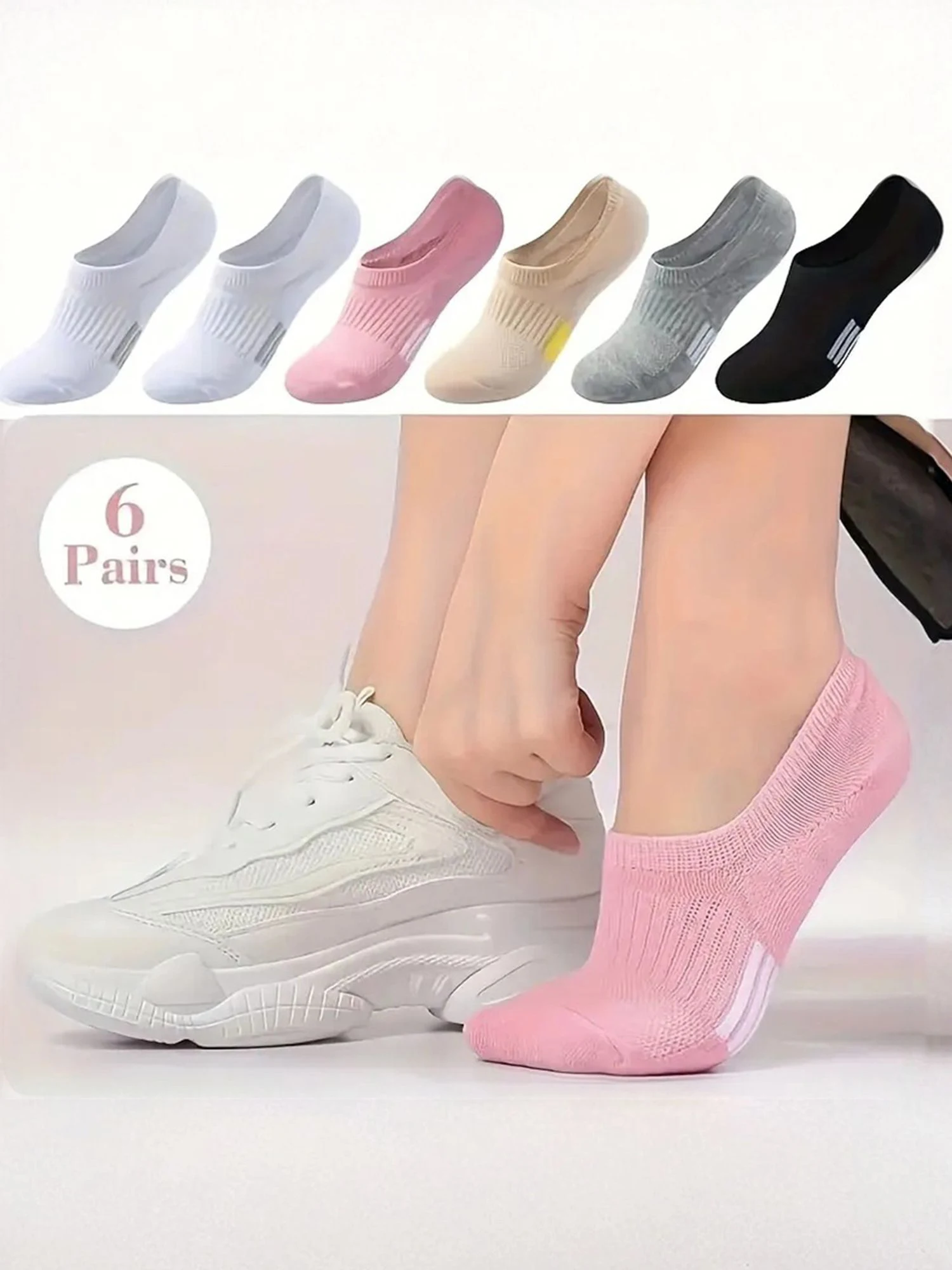 6 Pairs Women's Female Accsesories Socks Crew Socks Boot Wh…
