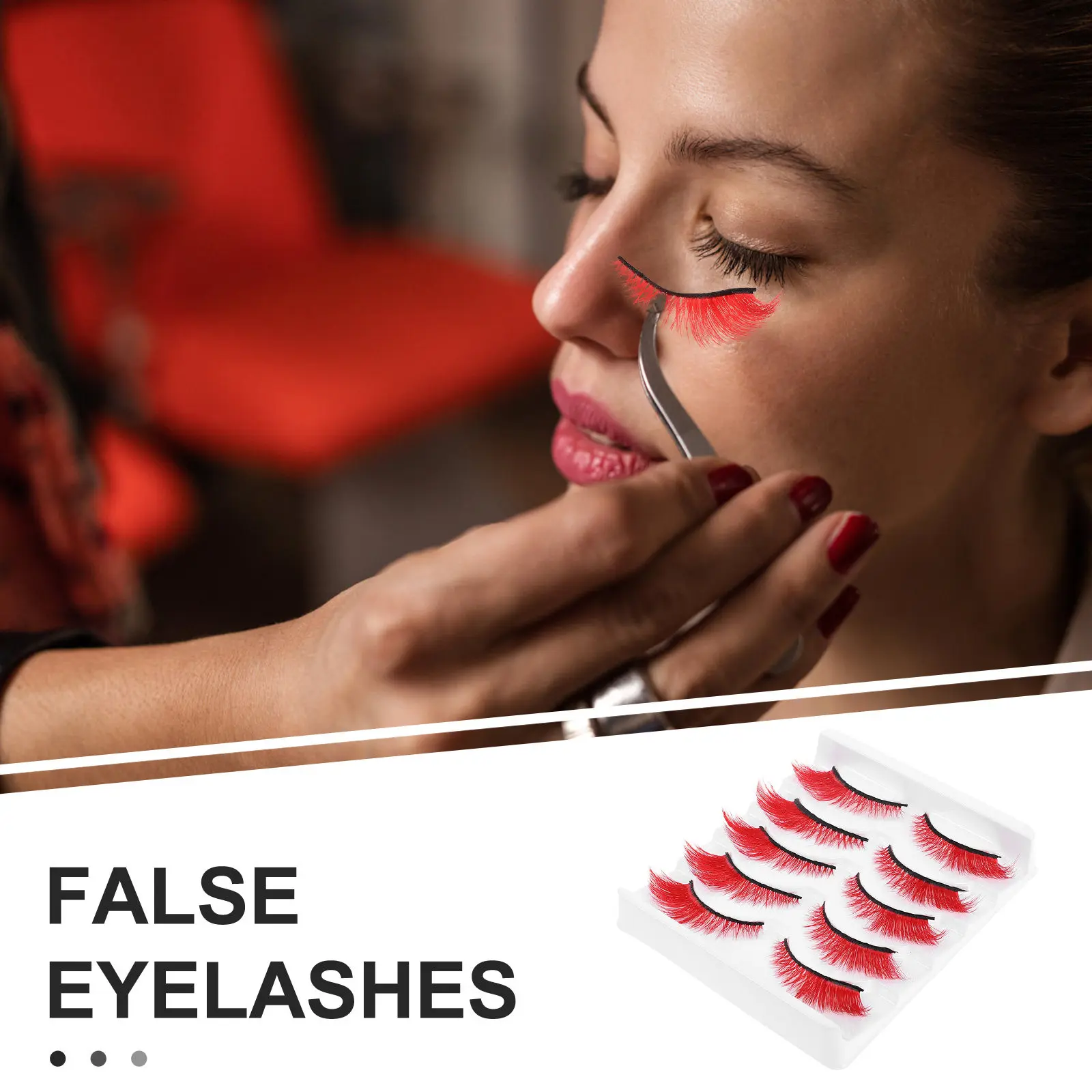 5 Paar farbige Manga-Kunstwimpern, kurze, flauschige synthetische falsche Wimpern für Party, Cosplay-Look, Make-up-Zubehör