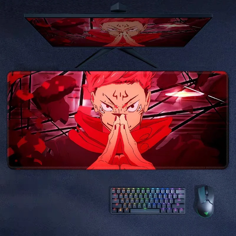 HD Image Quality Gojo Satoru E-sports Leather Mouse Pad Oversized Jujutsu Kaisen Anime Large Computer Keyboard Office Desk Mat