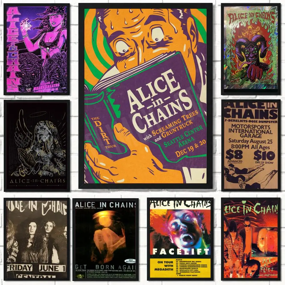 band A-Alice in Chains-S Poster Self Adhesive Wall Decor for Modern Home Cafe Office and Bar
