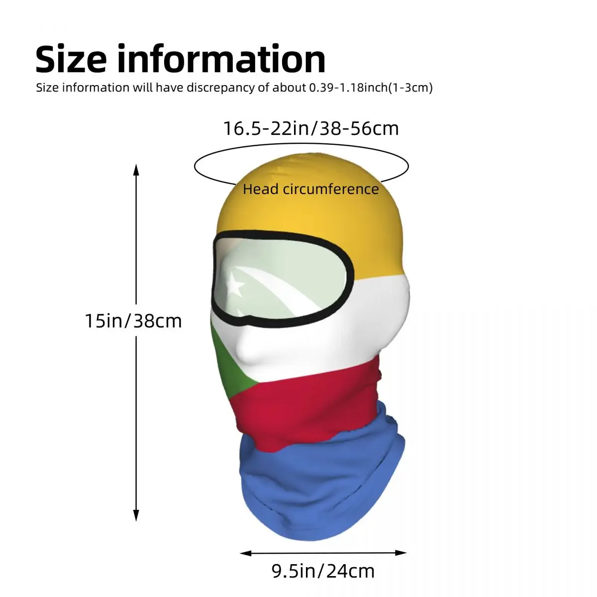 Comoros Flag Balaclava Full Face Mask Breathable Motorcycle Winter Warm Full Cover Caps Neck Windproof Dustproof Cycling Caps