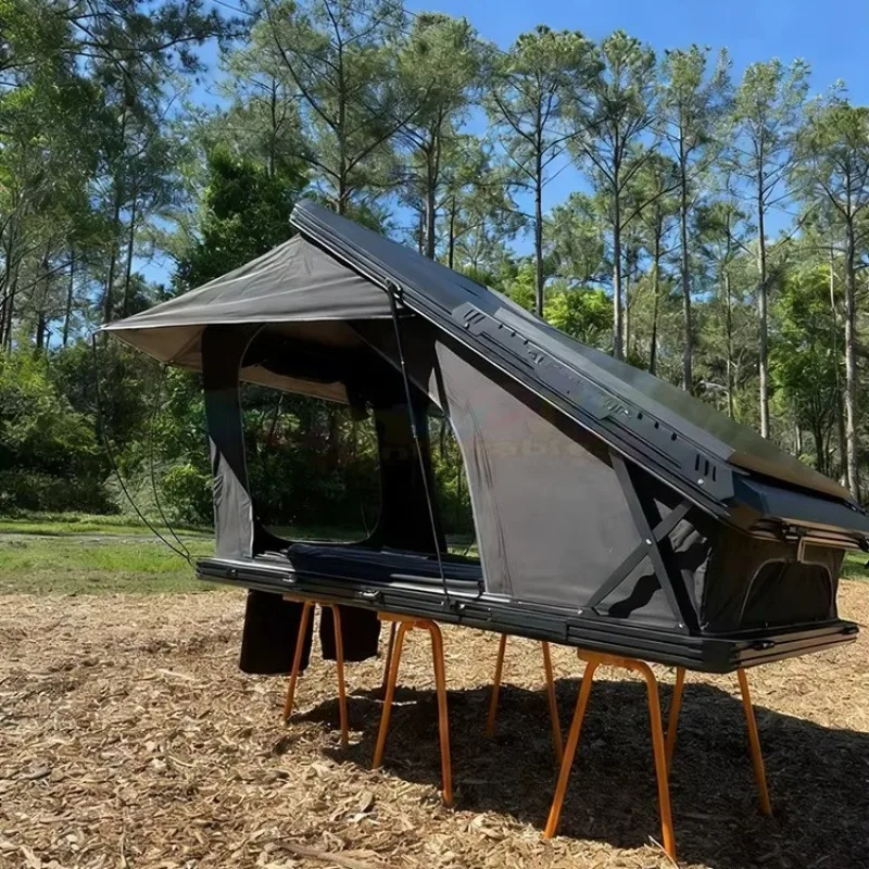 Triangle Hard Shell Rooftop Tent Hard Shell Outdoor Car Camping Tent Aluminum Hardshell Roof Top Tents With Solar Panel
