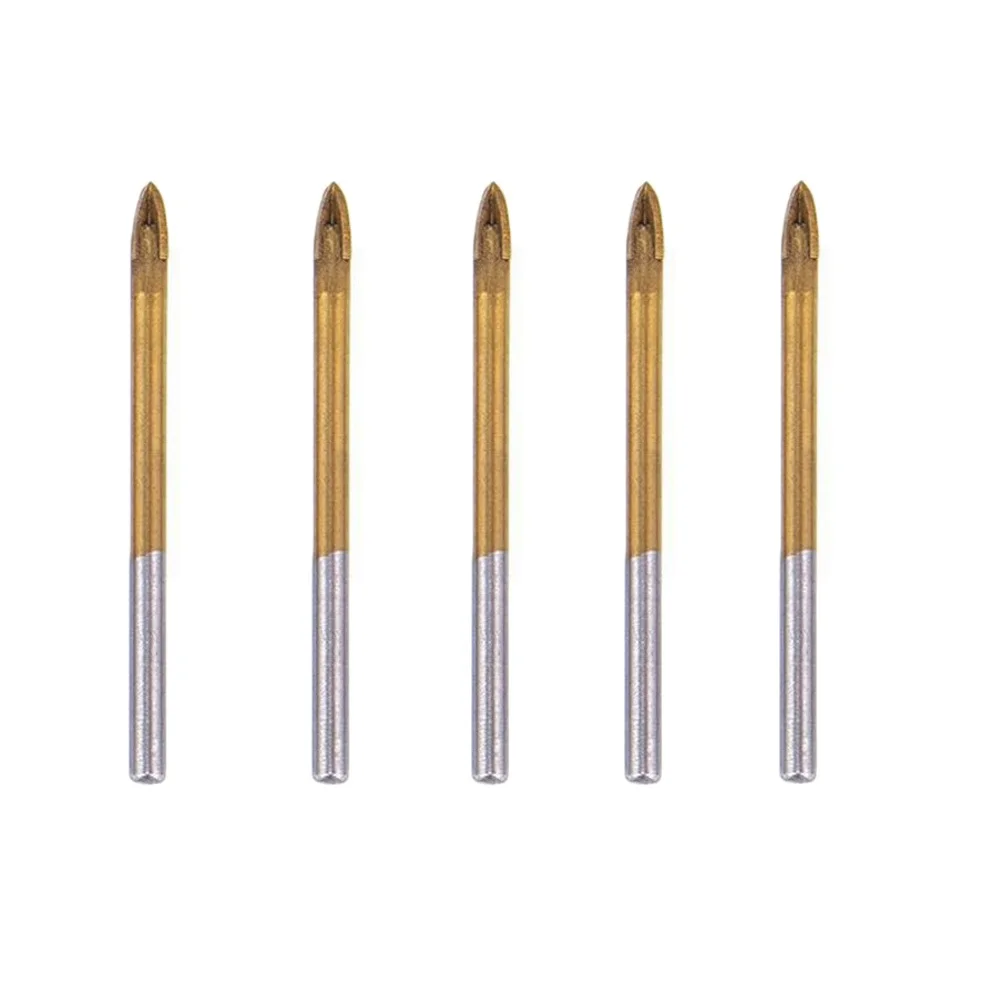 

5pcs/set 5-12mm Glass Drill Bit Cross Head For Wall Tile Metal Marble Wood Drilling Hole Electric Drill Accessories