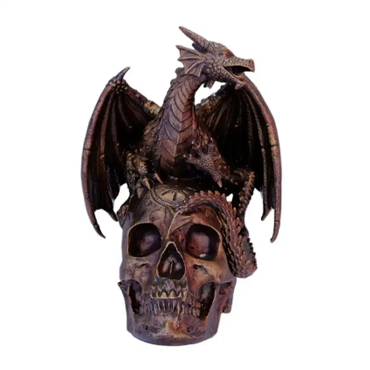 ABUA Flying Dragon Skull Statue Statues Figurine Halloween Ornaments Cool Apartment Bedside Table Decoration Sculpture