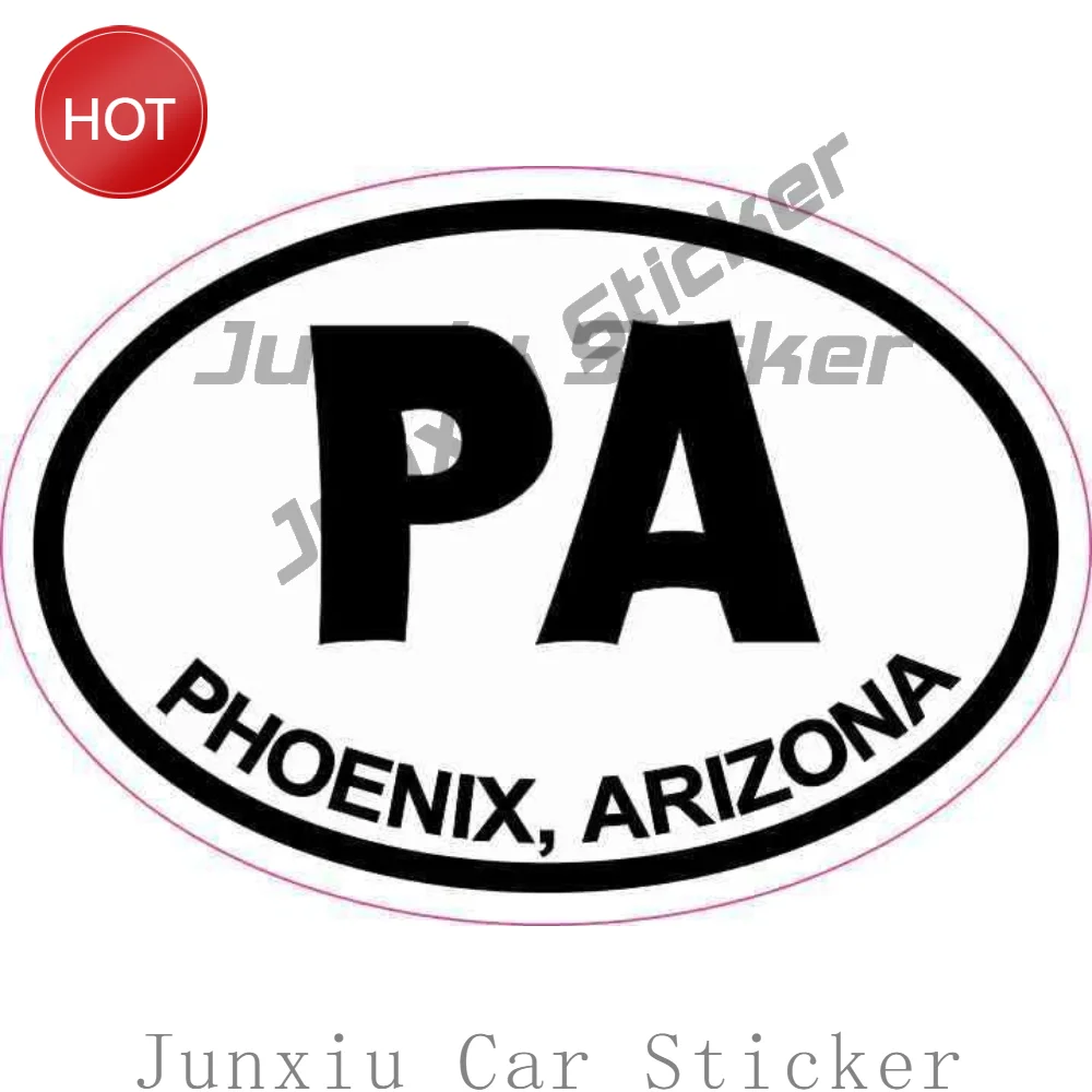 Oval PA Phoenix Arizona Vinyl Car Sticker Eye Catching Decal For Rear Window Travel Souvenir Decoration Auto Accessories