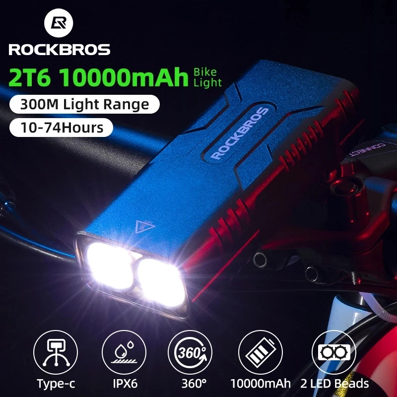 ROCKBROS Bicycle Light Bike Handlebar Light USB Rechargeable Bike Flashlight 850 Lumens Bike Headlight Waterproof Power Bank