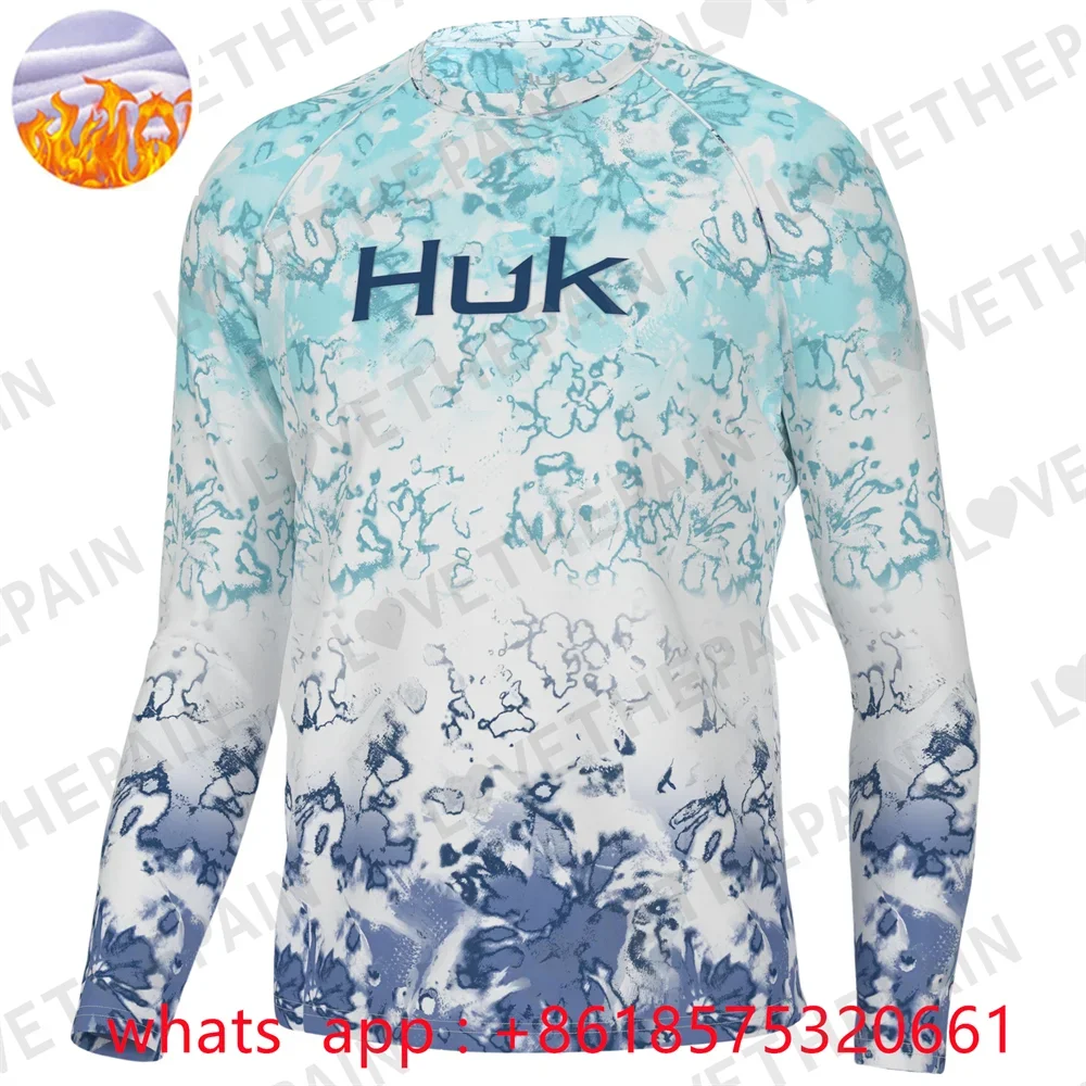 

HUK Winter Fleece Fishing Outdoor Windproof Long Sleeve Mesh T-shirt Angling Racing Running Sportwear Uniform Shirts Fish Top