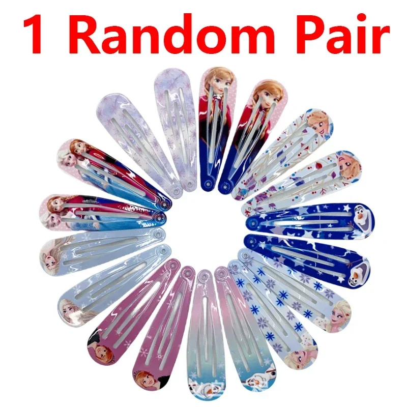 Anime 12pcs Disney Frozen Hair Clip Anna Elsa Olaf Digital Print Cute Metal Hair Pin Cartoon Character Jewelry Decoration Gifts