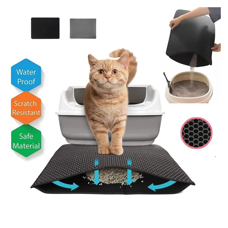 Polymères de litière imperméables pour chat, filtre à double couche, lavable, antidérapant, piégeage, livres, fournitures pour animaux de compagnie, 1 pièce