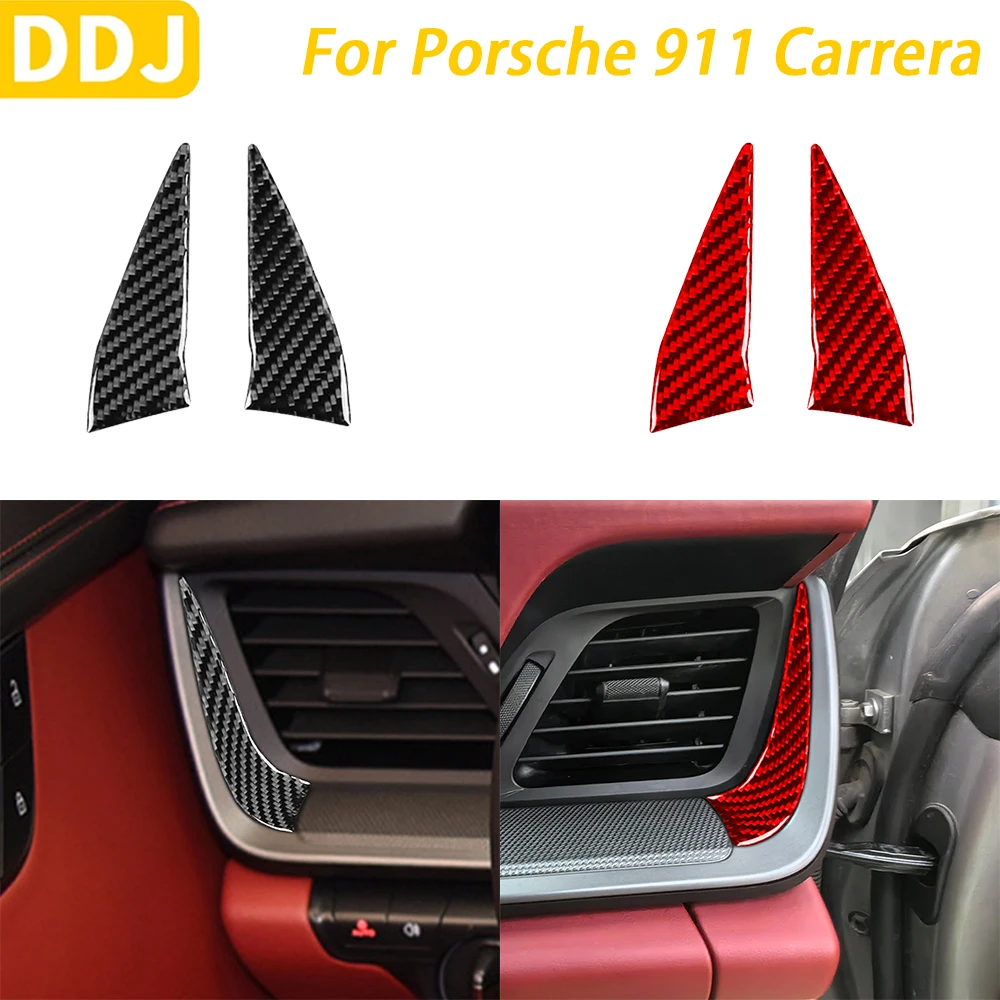 

For Porsche 911 992 Carrera 2019-2024 Carbon Fiber Dashboard Air Vent Outlet Panel Trim Cover Car Interior Accessories Sticker