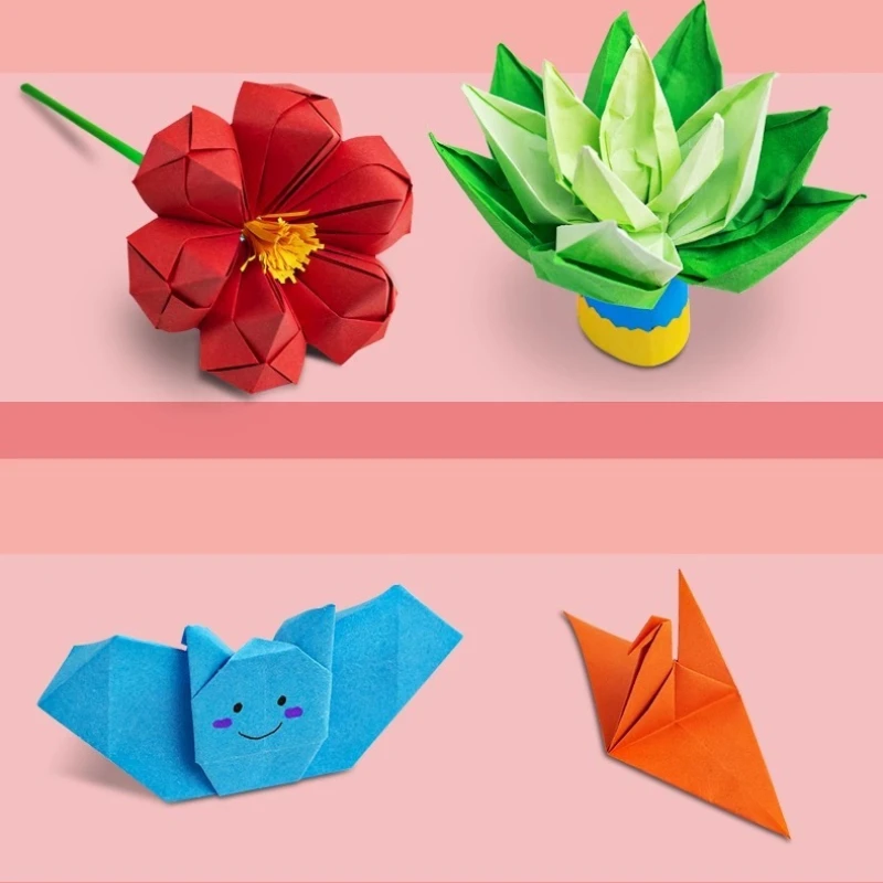 1 مجموعات جديدة للأطفال اليدوية اوريغامي DIY بها بنفسك أوراق الحرف اوريغامي ورقة (100 قطعة) 10-لون رياض الأطفال لتقوم بها بنفسك أوراق رافعة ورق قابل للطي